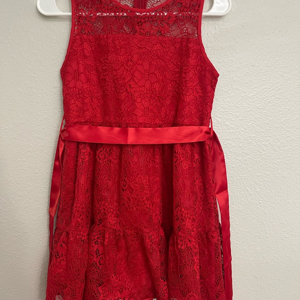 Elegant Red Lace Kids Dress